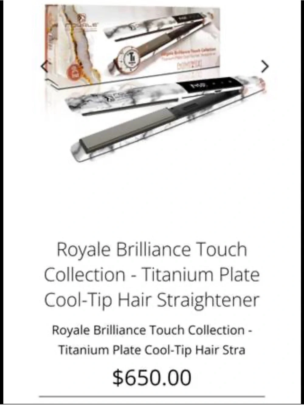 Royale Brilliance Touch Collection Titanium Plate Cool-Tip Hair Straightener NIB